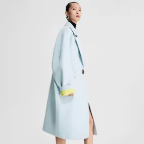 LEDIM W pastel blue contrasting cocoon woolen coat - Save