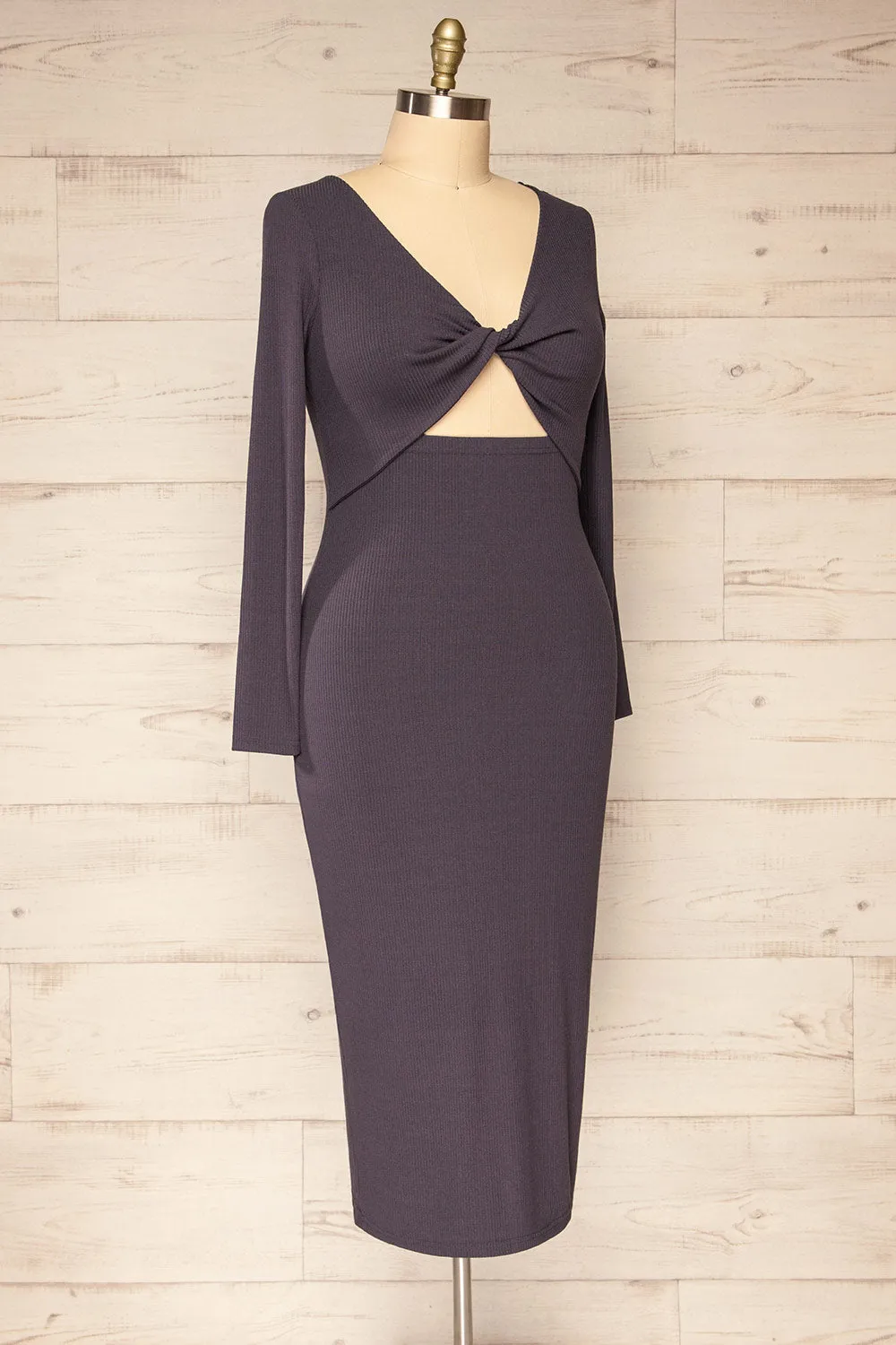 Lerida | Front Cut-Out Long Sleeve Fitted Dress