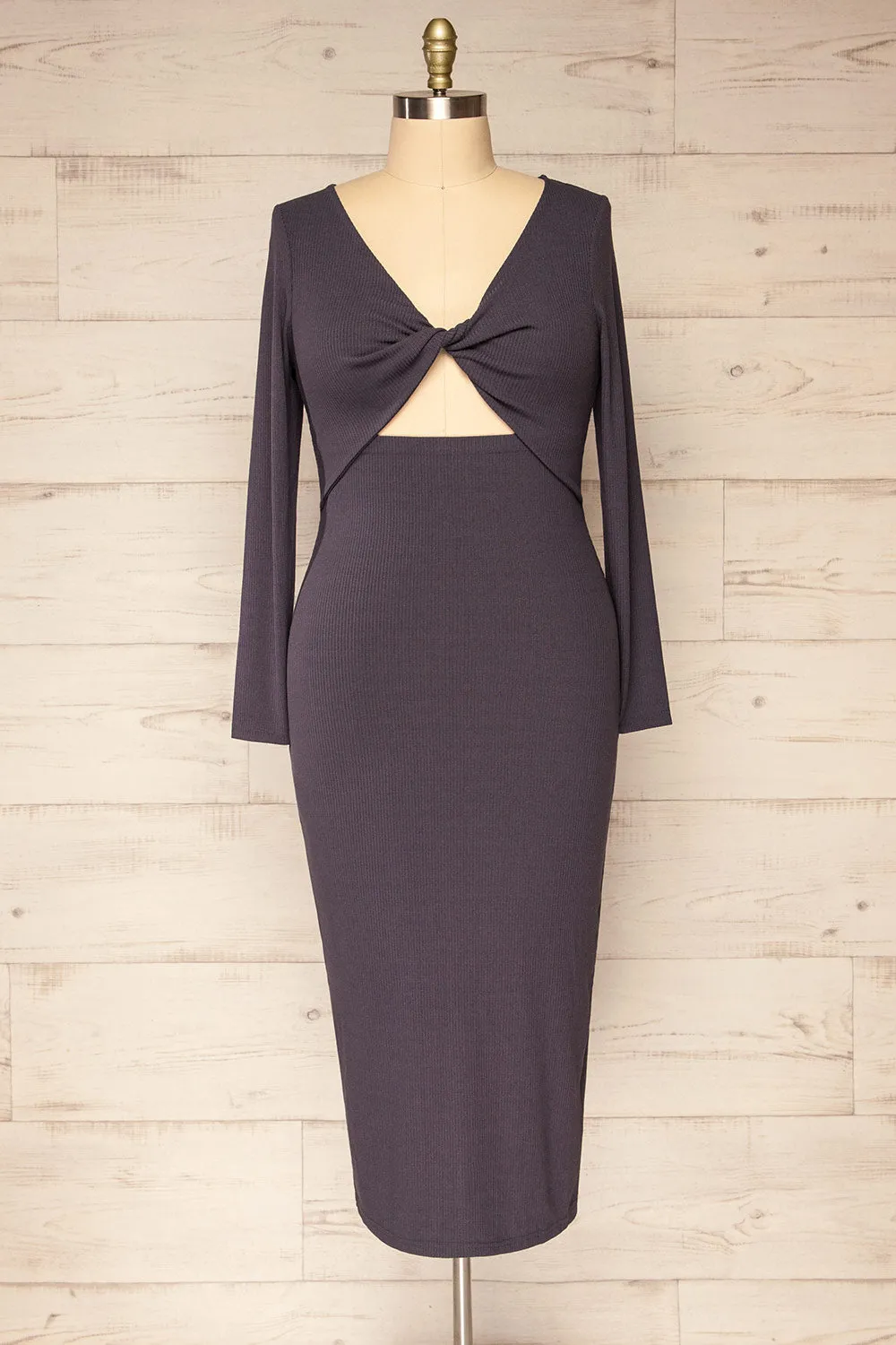 Lerida | Front Cut-Out Long Sleeve Fitted Dress