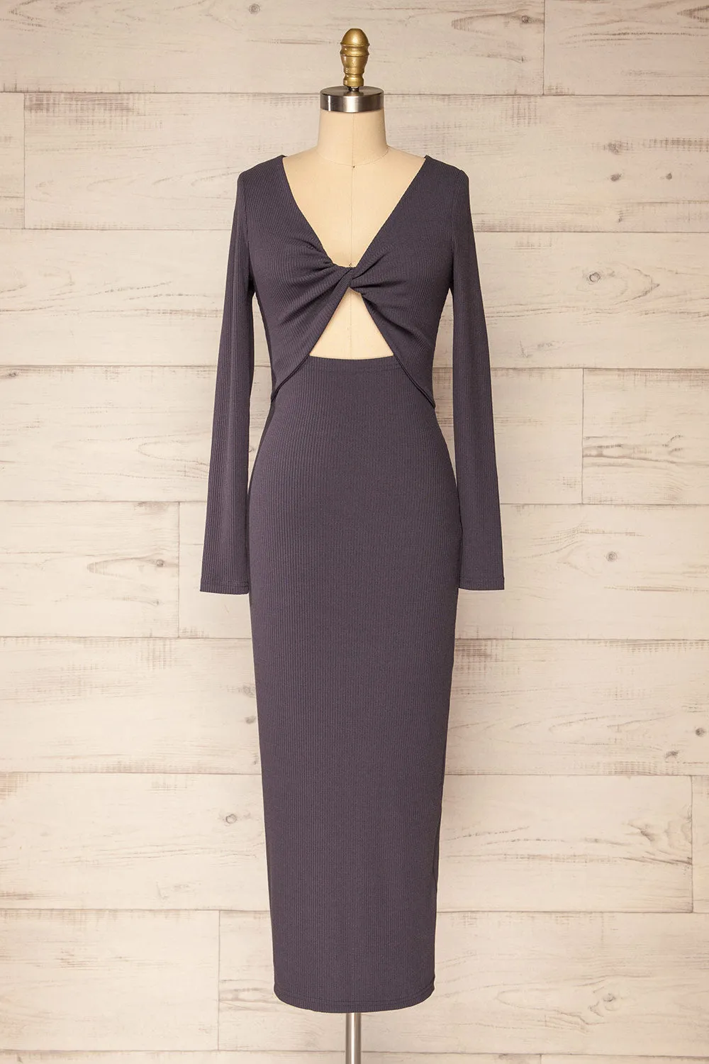 Lerida | Front Cut-Out Long Sleeve Fitted Dress