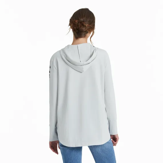Life is Good W Crusher Flex Hooded Tunic Botanical Garden FOG GRAY