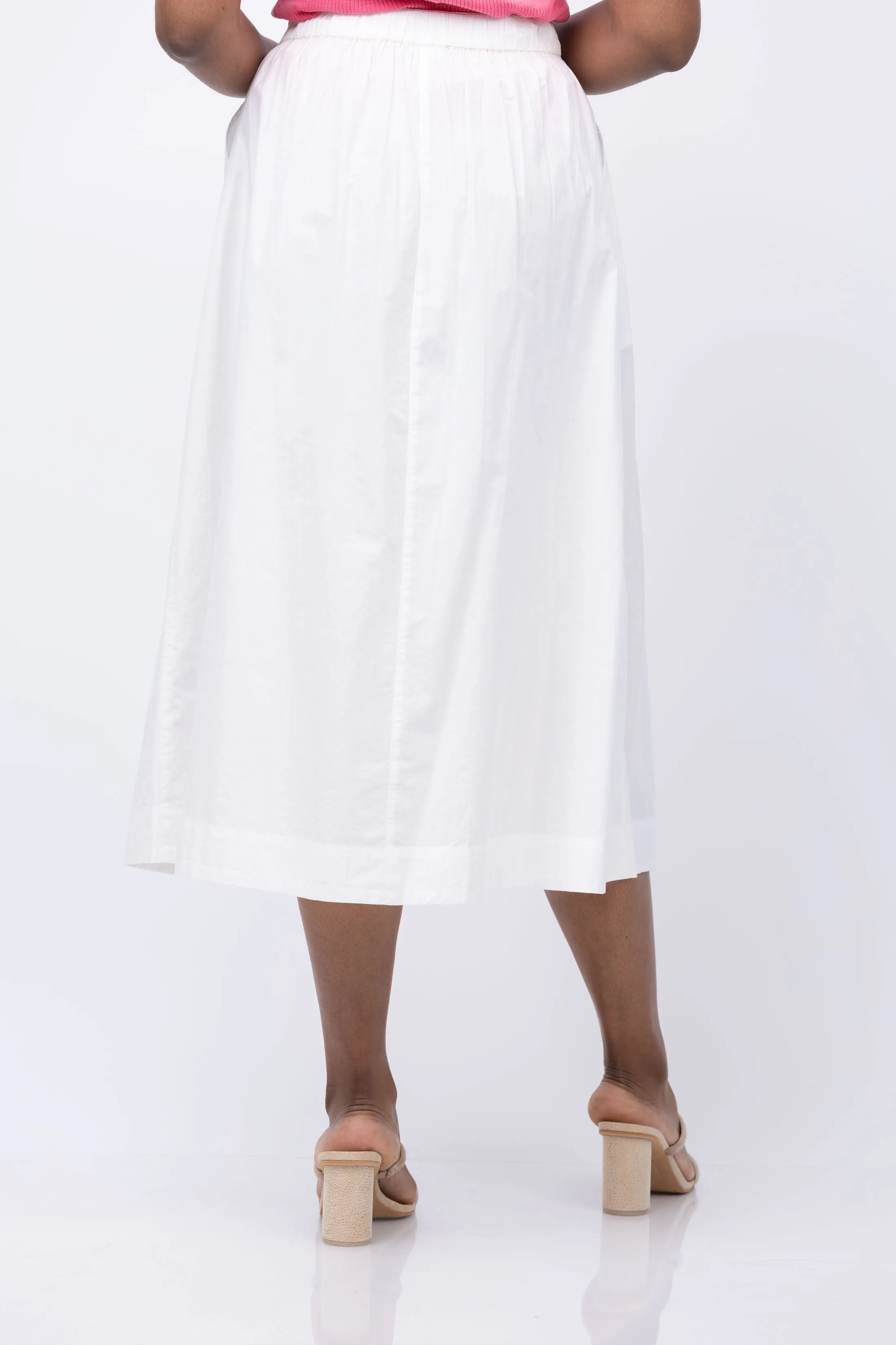 Lilla P Button Front Long Skirt in White
