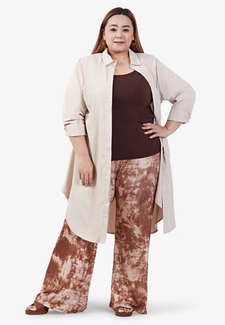 Lilly Long Tunic Shirt Dress - Beige