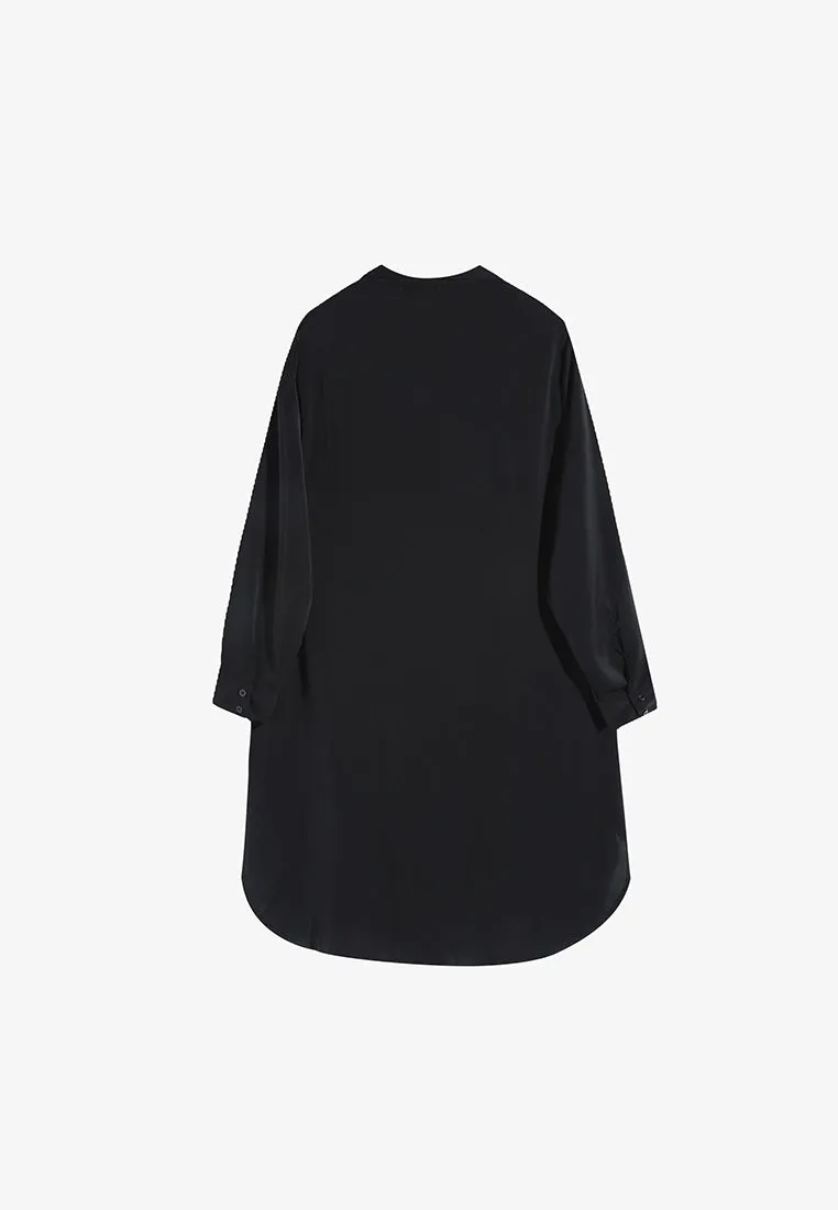 Lilly Long Tunic Shirt Dress - Black