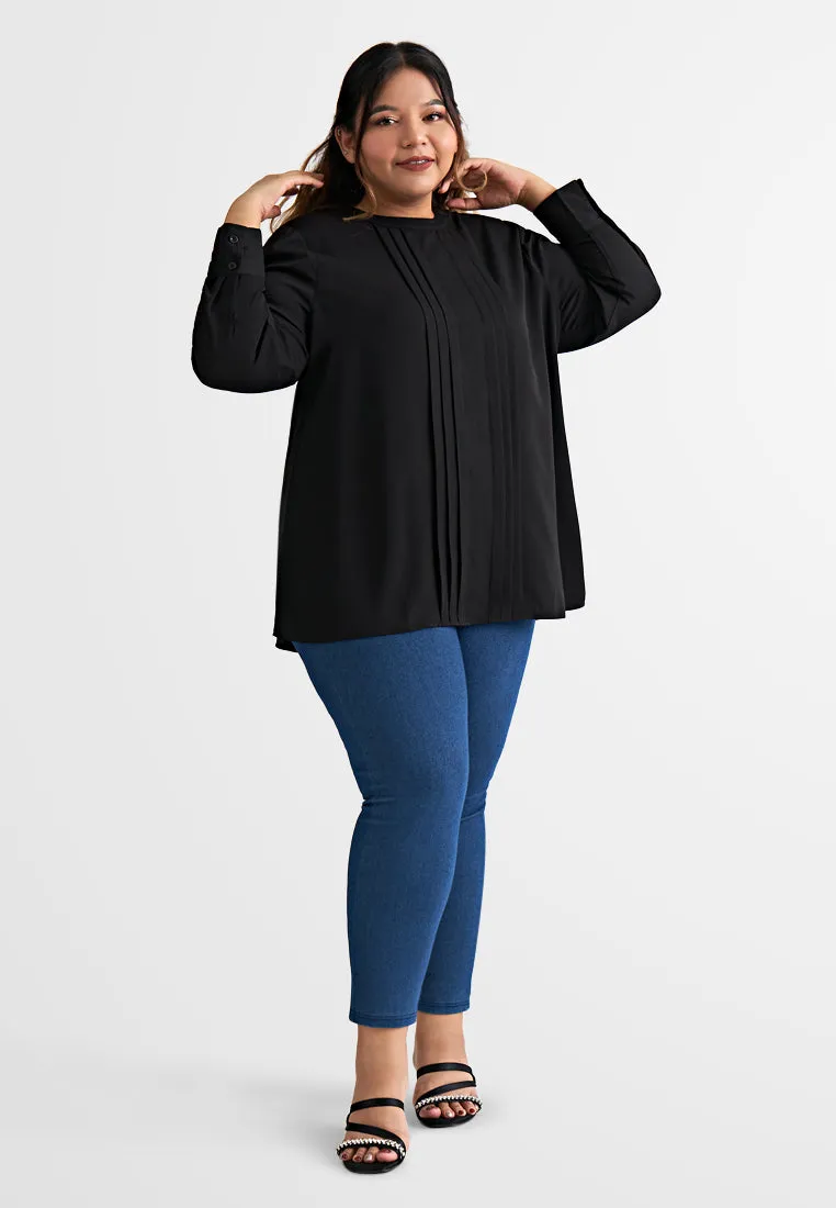 Lyra Pleated Long Sleeve Tunic Top
