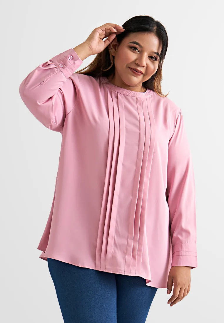 Lyra Pleated Long Sleeve Tunic Top