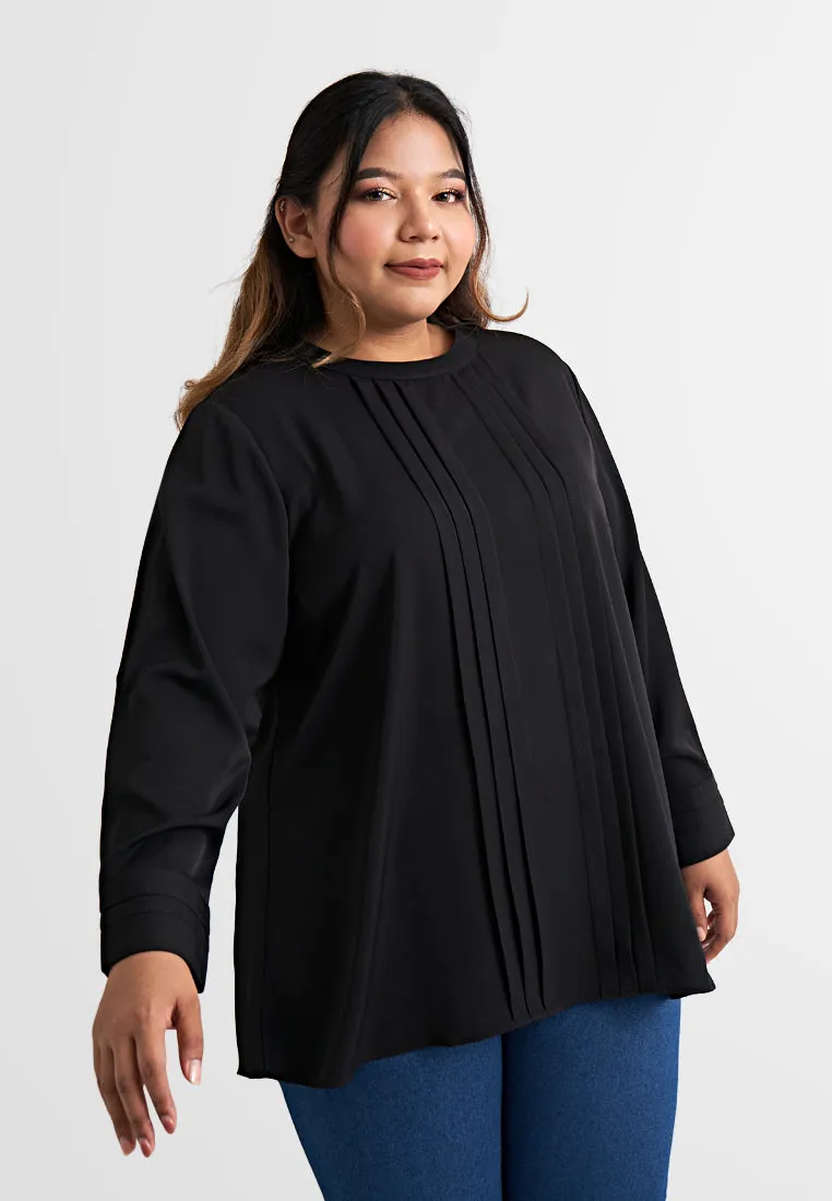 Lyra Pleated Long Sleeve Tunic Top