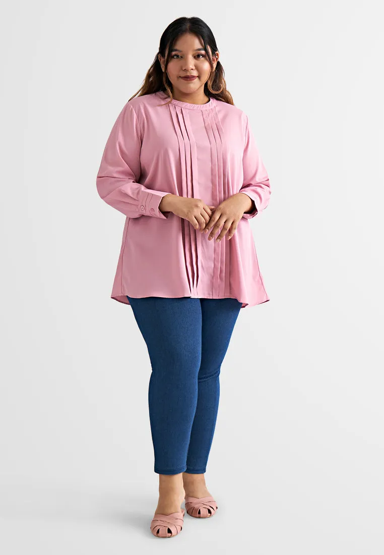 Lyra Pleated Long Sleeve Tunic Top