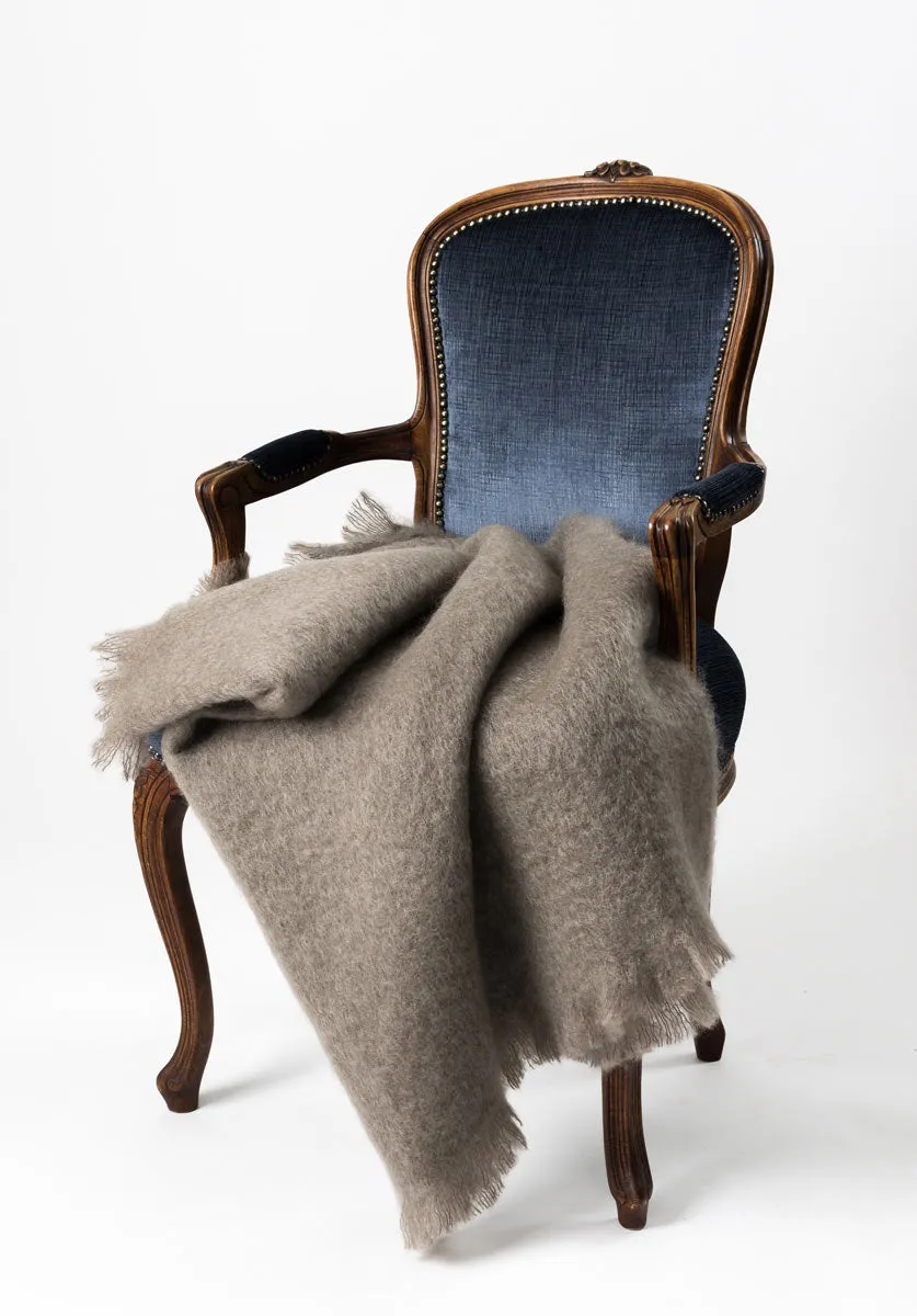 Manuka Taupe Mohair Throw Blanket
