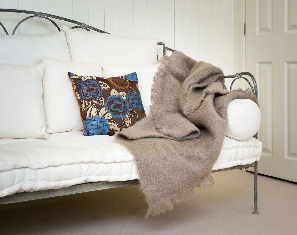 Manuka Taupe Mohair Throw Blanket