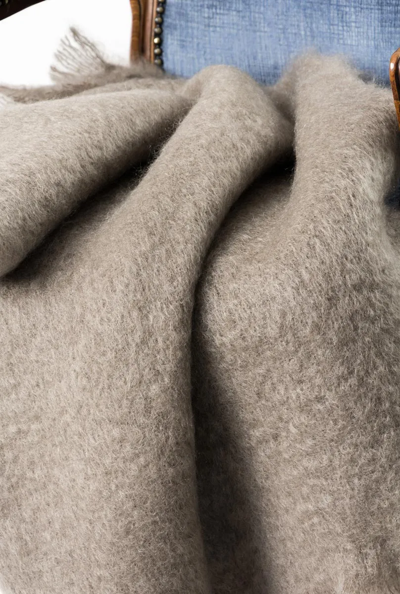 Manuka Taupe Mohair Throw Blanket