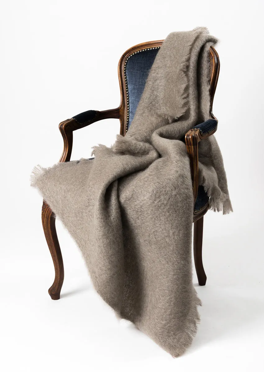 Manuka Taupe Mohair Throw Blanket