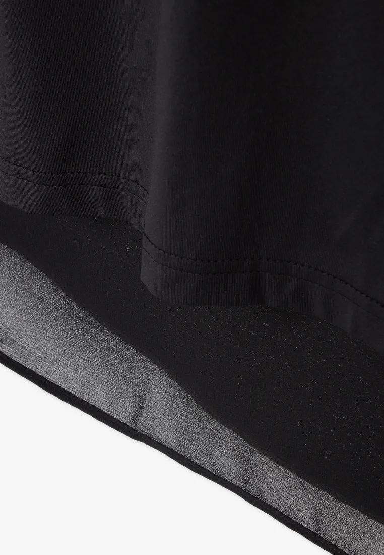 Marcella Midi Chiffon Slit Skorts - Black