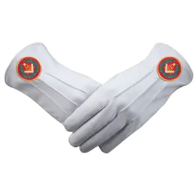 Master Mason Blue Lodge Gloves - Leather With Red Patch & Wreath