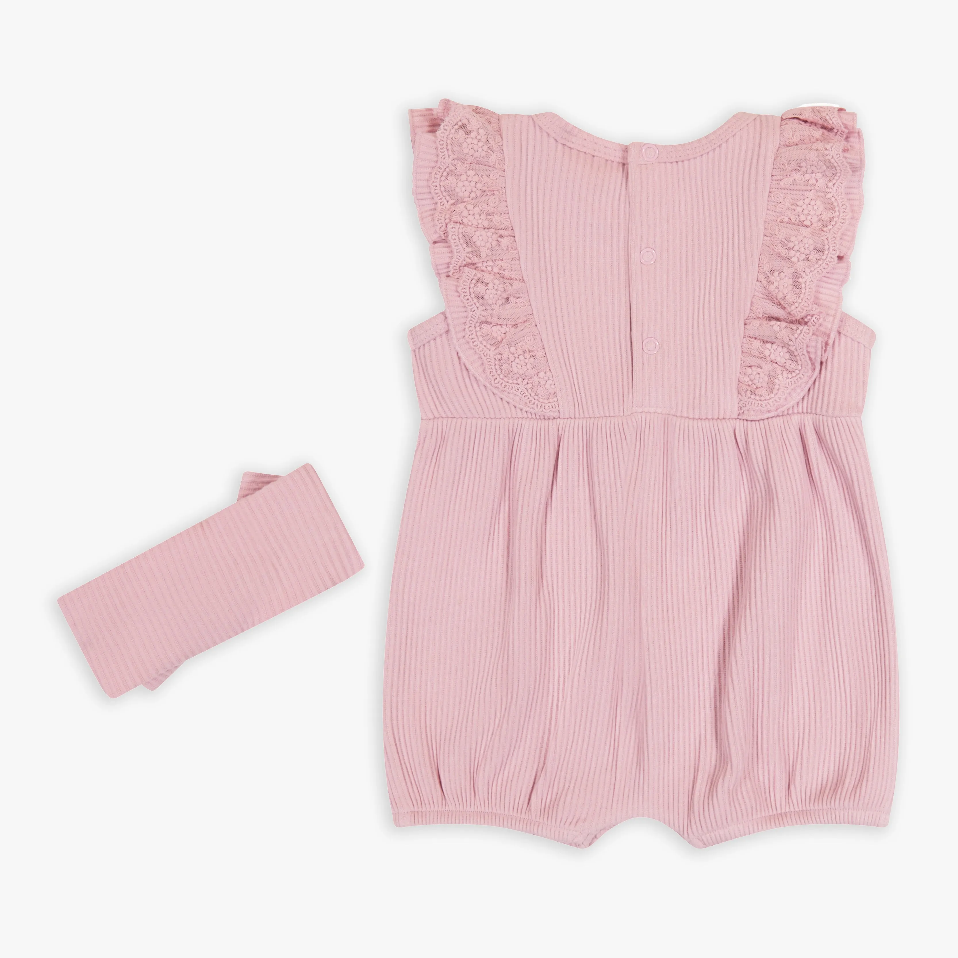 Mauve Rib Romper & Headband Set