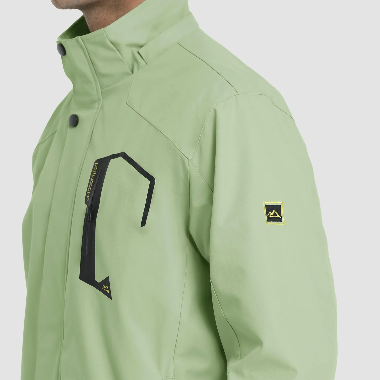 Men's Lightweight Rain Jacket with Detachable Hood for Hiking