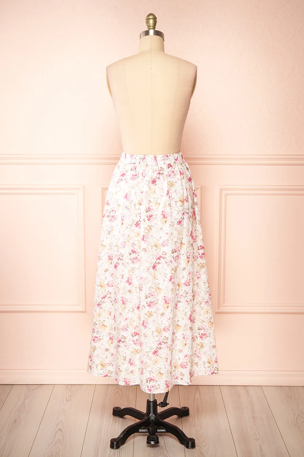 Miranjo | Floral Openwork Midi Skirt