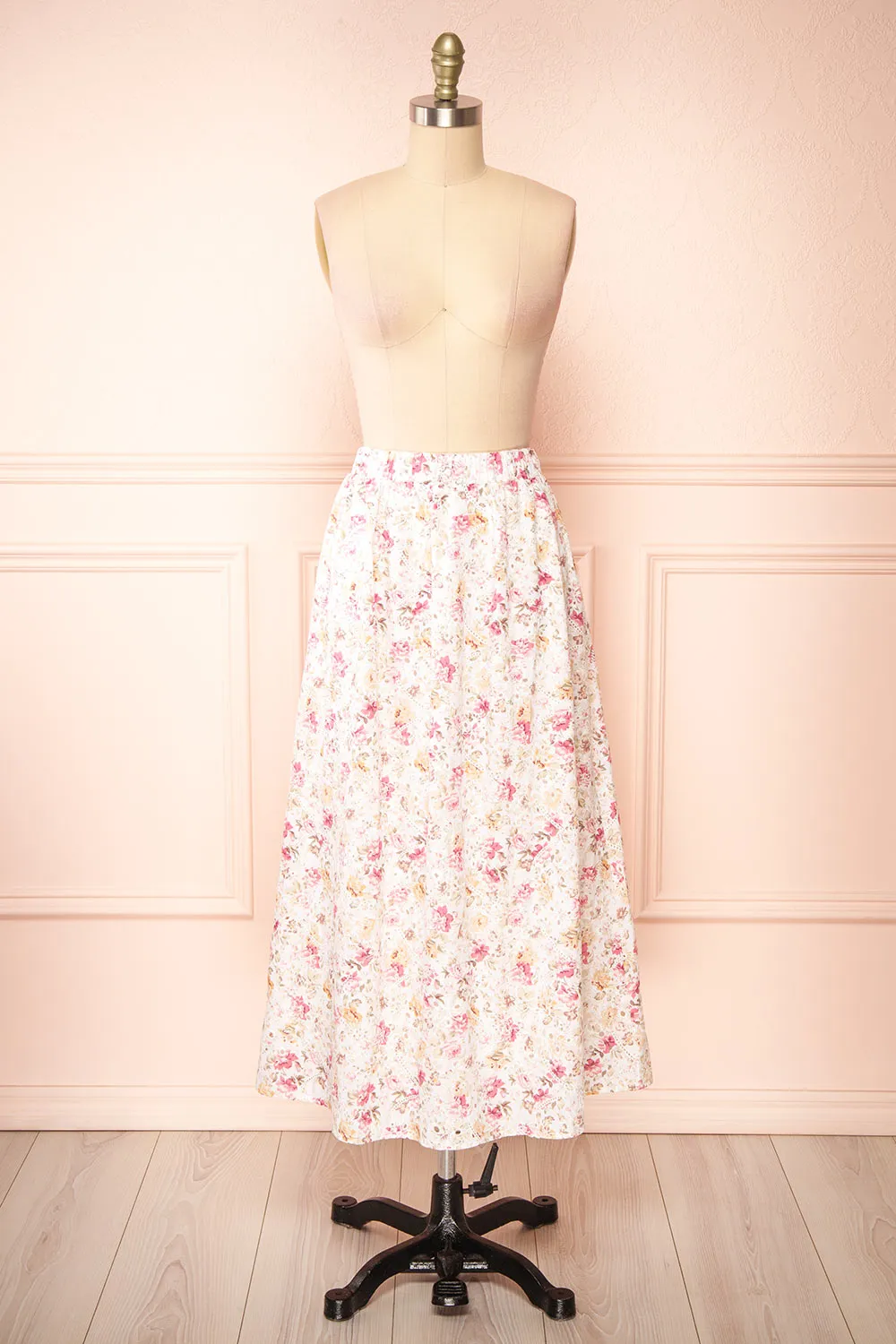 Miranjo | Floral Openwork Midi Skirt