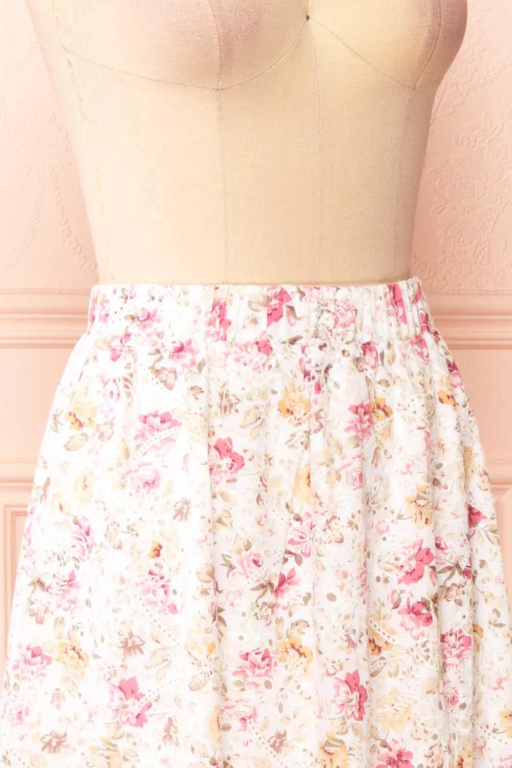 Miranjo | Floral Openwork Midi Skirt