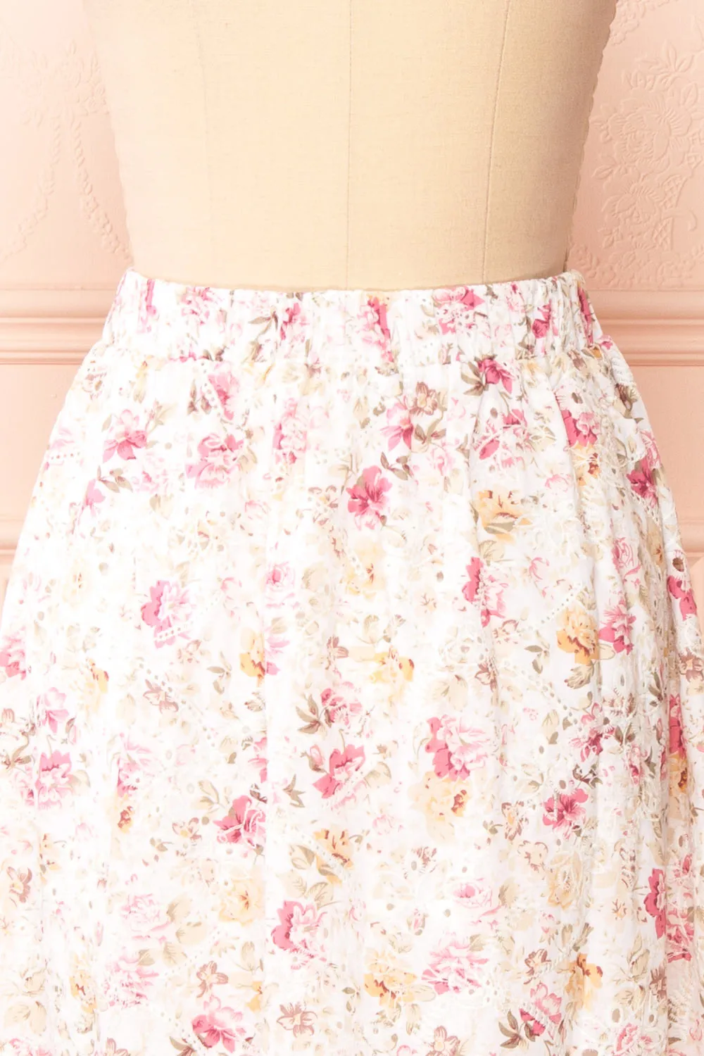 Miranjo | Floral Openwork Midi Skirt