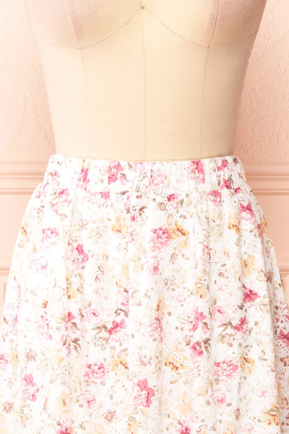 Miranjo | Floral Openwork Midi Skirt