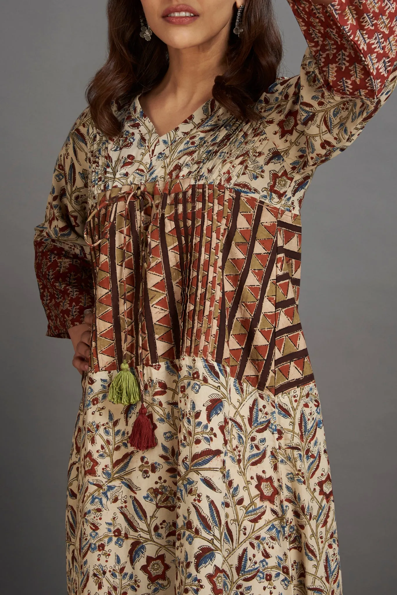 modal silk kimono kaftan dress - ivory splendor & decadent madder