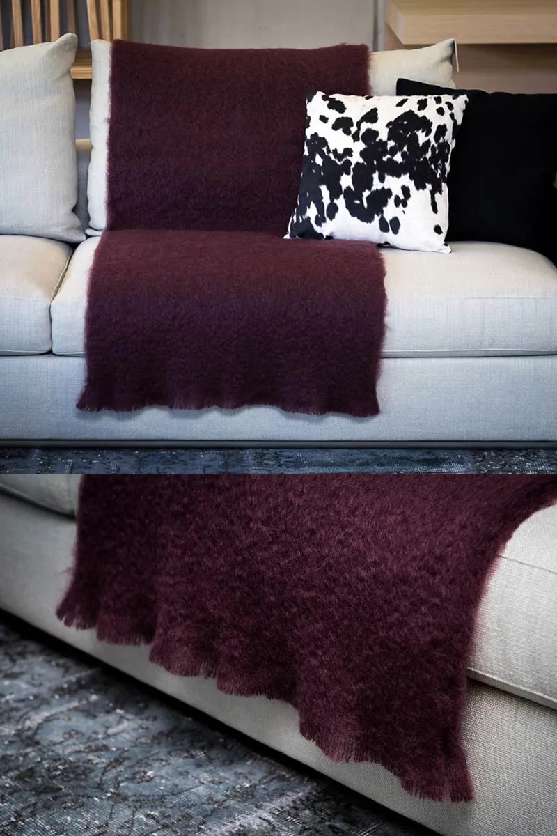 Mulberry Wine Mohair Throw Blanket