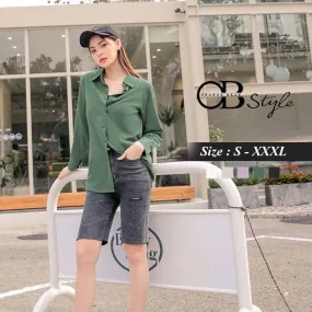 MULTI COLOR LONG SLEEVE LONGLINE BUTTONS TUNIC SHIRTS