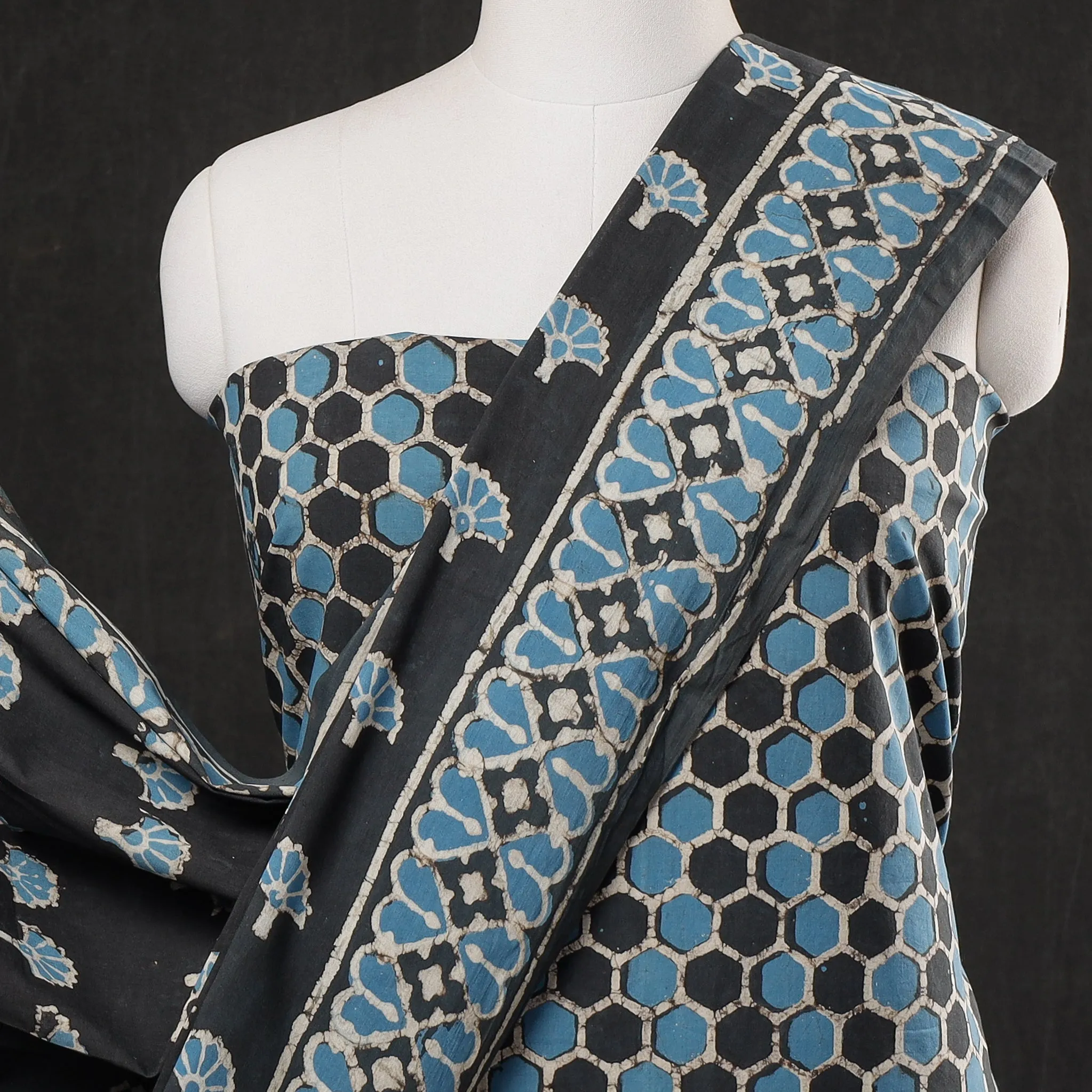 Multicolor - 3pc Cotton Block Printed Pipad Dress Material Set
