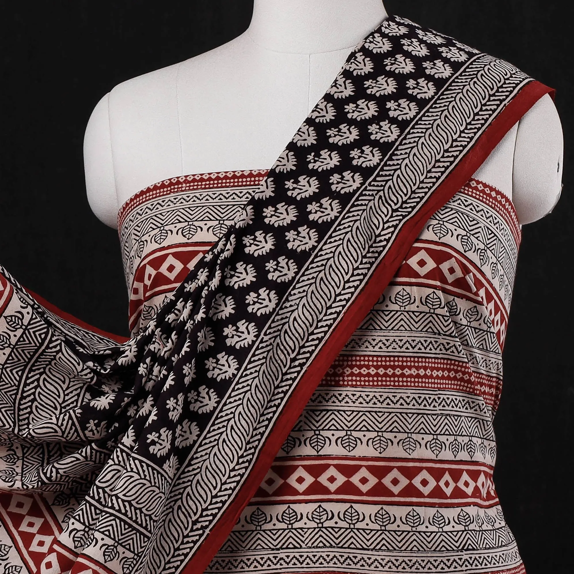 Multicolor - 3pc Natural Dyed Cotton Bagh Print Suit Material Set 08