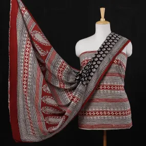 Multicolor - 3pc Natural Dyed Cotton Bagh Print Suit Material Set 08
