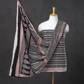 Multicolor - 3pc Natural Dyed Cotton Bagh Print Suit Material Set 14