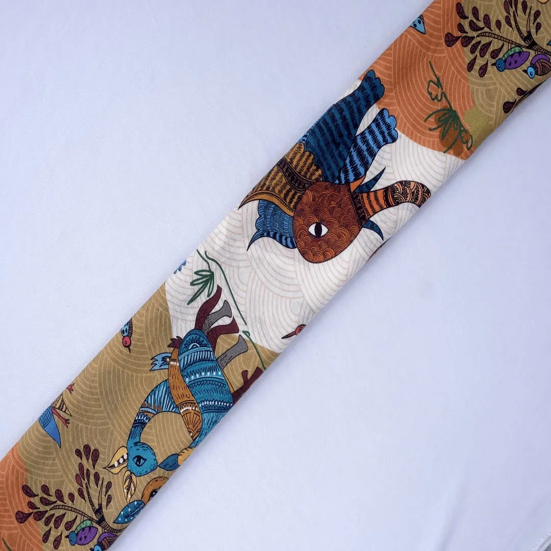 Multicolor Gond Digital Chanderi Fabric
