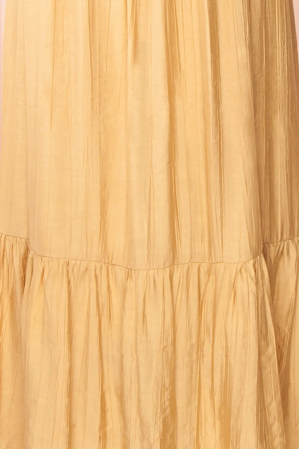 Myrtille Beige | Midi Dress w/ Ruffled Sleeves