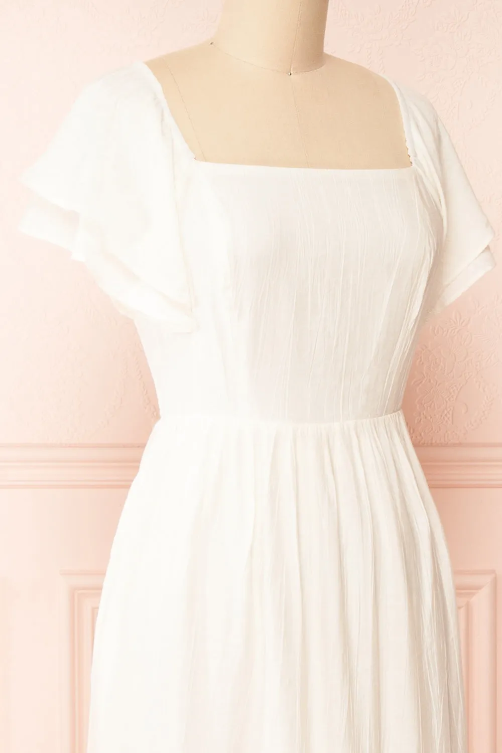 Myrtille Ivory | Midi Dress w/ Ruffled Sleeves