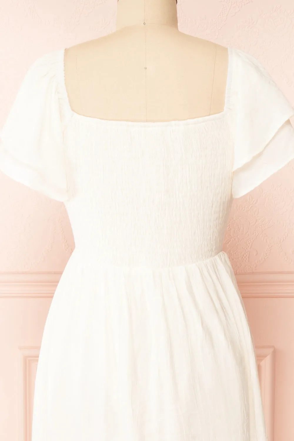 Myrtille Ivory | Midi Dress w/ Ruffled Sleeves