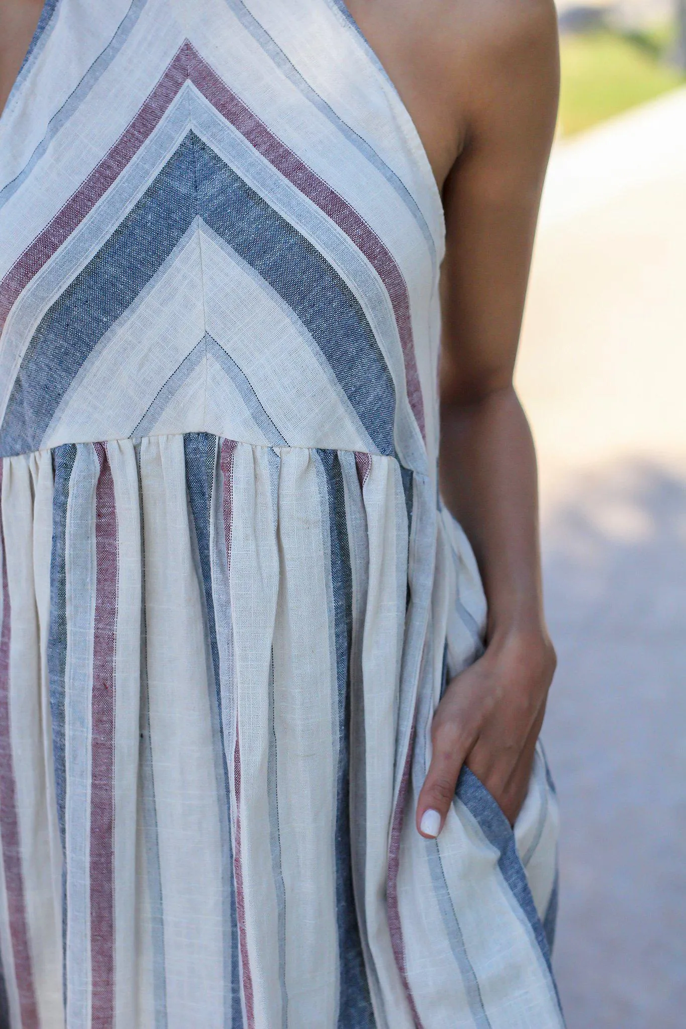 Natural Striped Midi Dress