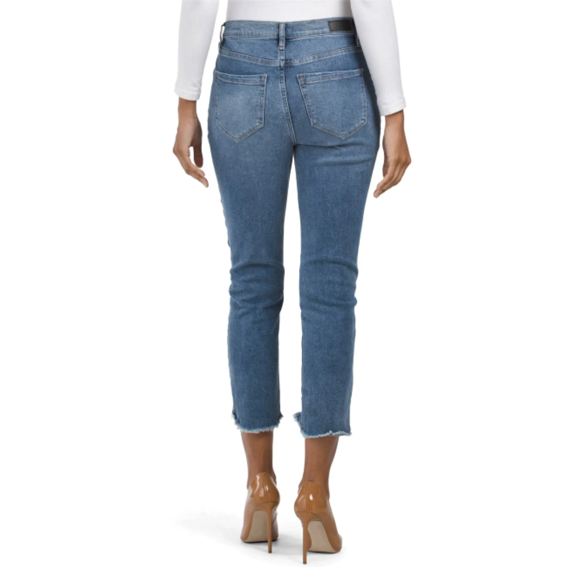 Nicole Miller Women's Soho High Rise Frayed Cuffs Cropped Skinny Jeans