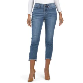 Nicole Miller Women's Soho High Rise Frayed Cuffs Cropped Skinny Jeans