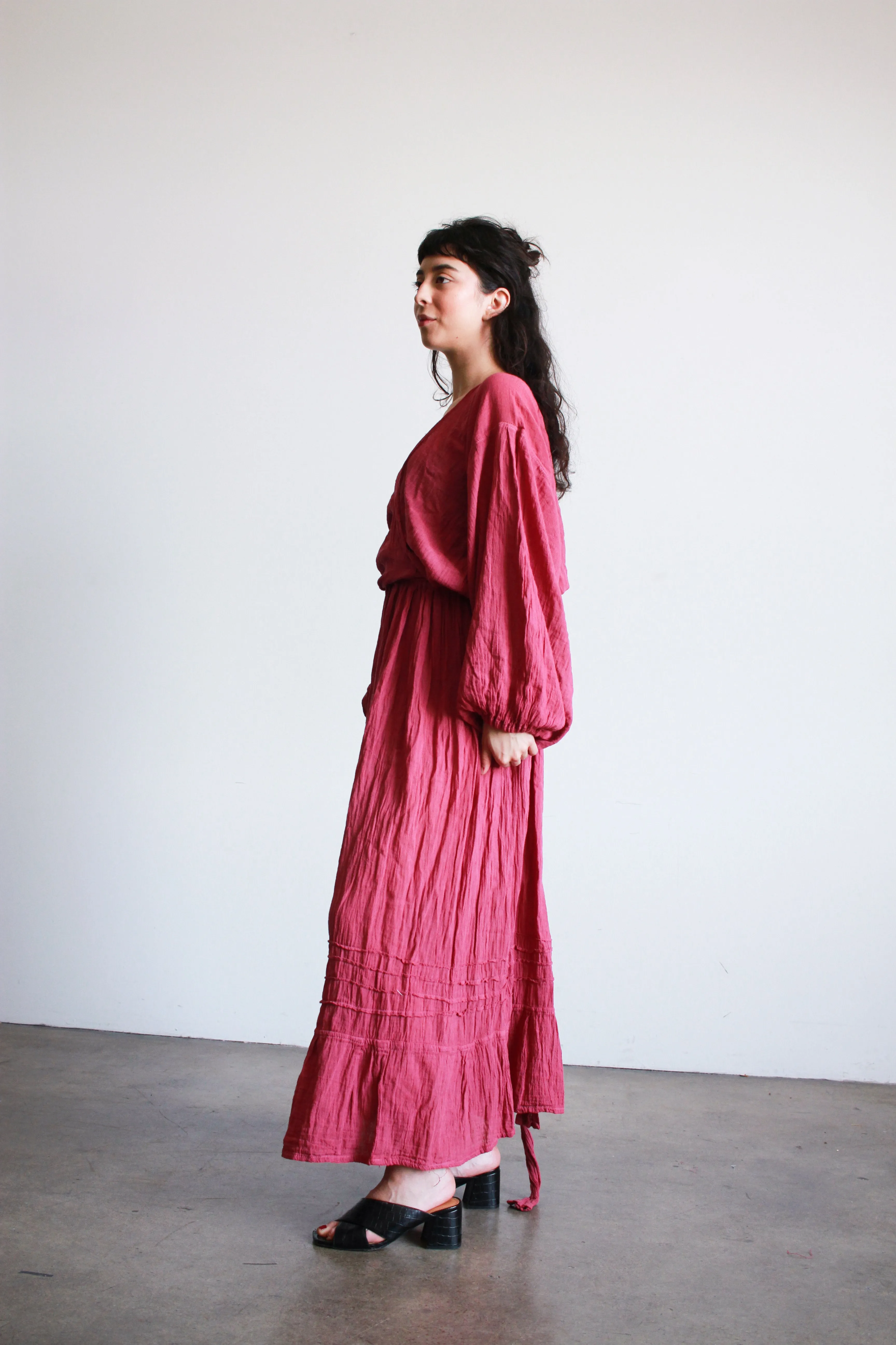 Oaxacan Gauzy Cotton Wrap Maxi Dress