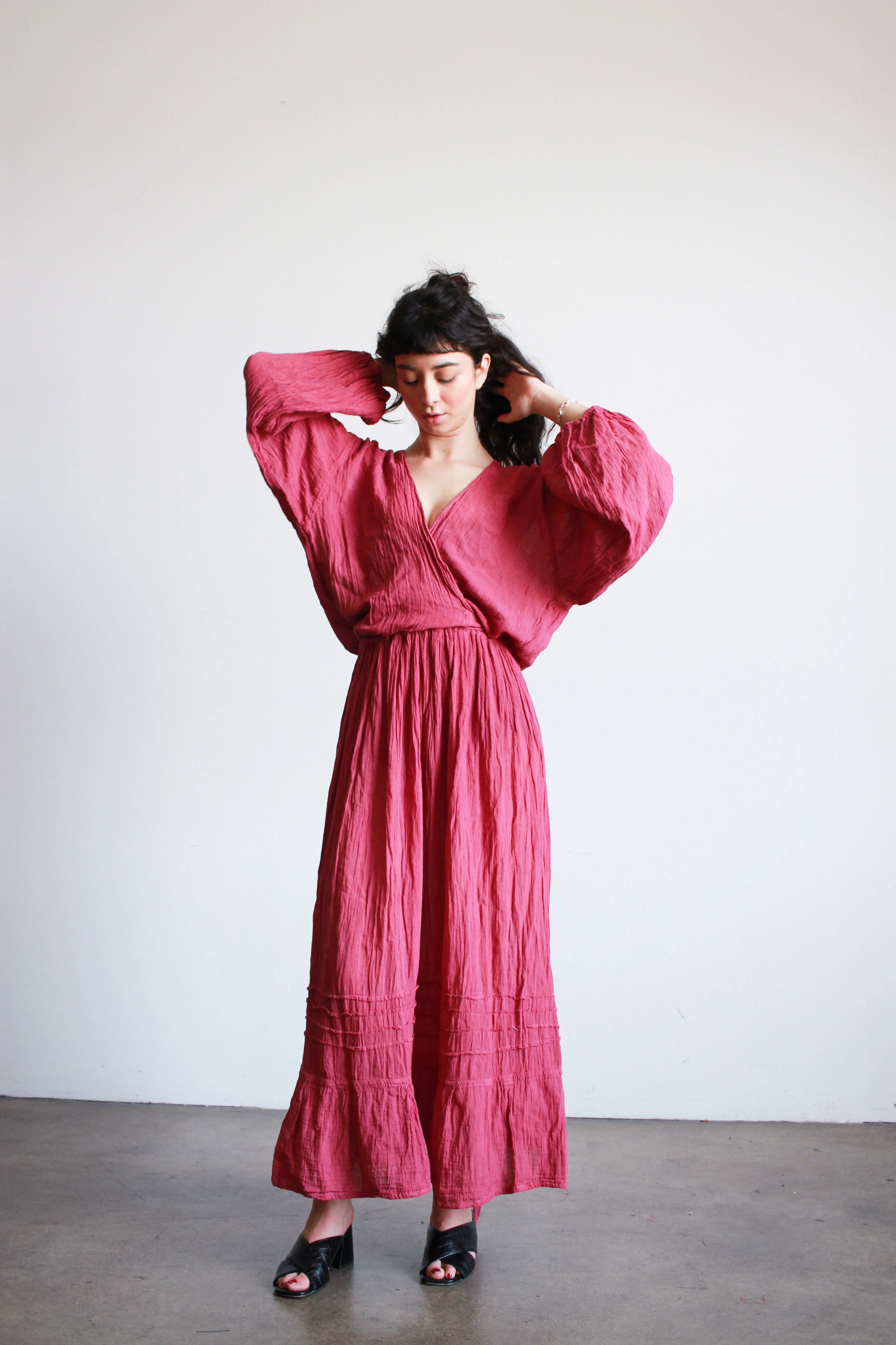 Oaxacan Gauzy Cotton Wrap Maxi Dress