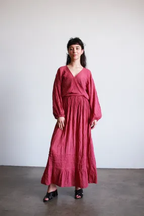 Oaxacan Gauzy Cotton Wrap Maxi Dress