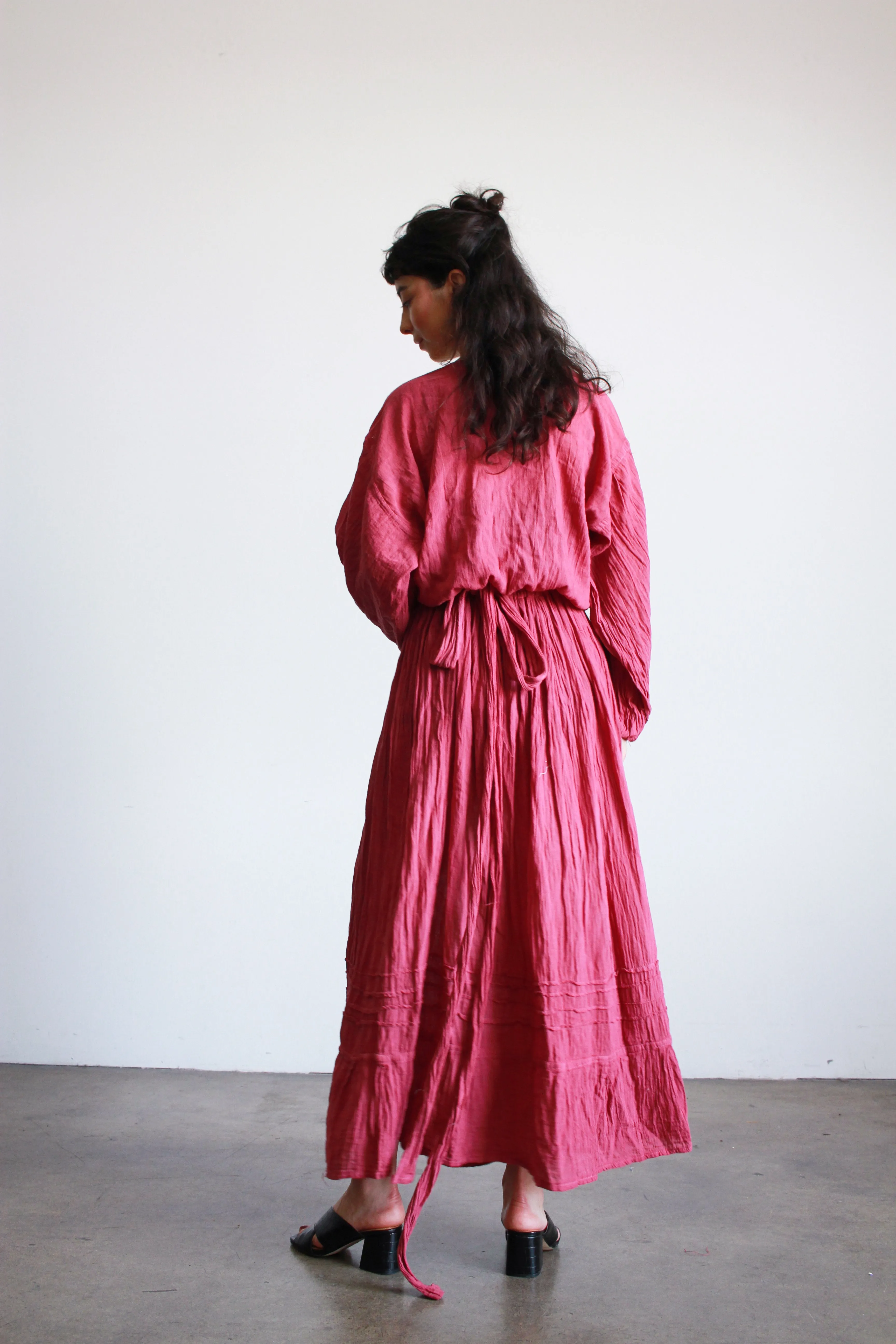 Oaxacan Gauzy Cotton Wrap Maxi Dress