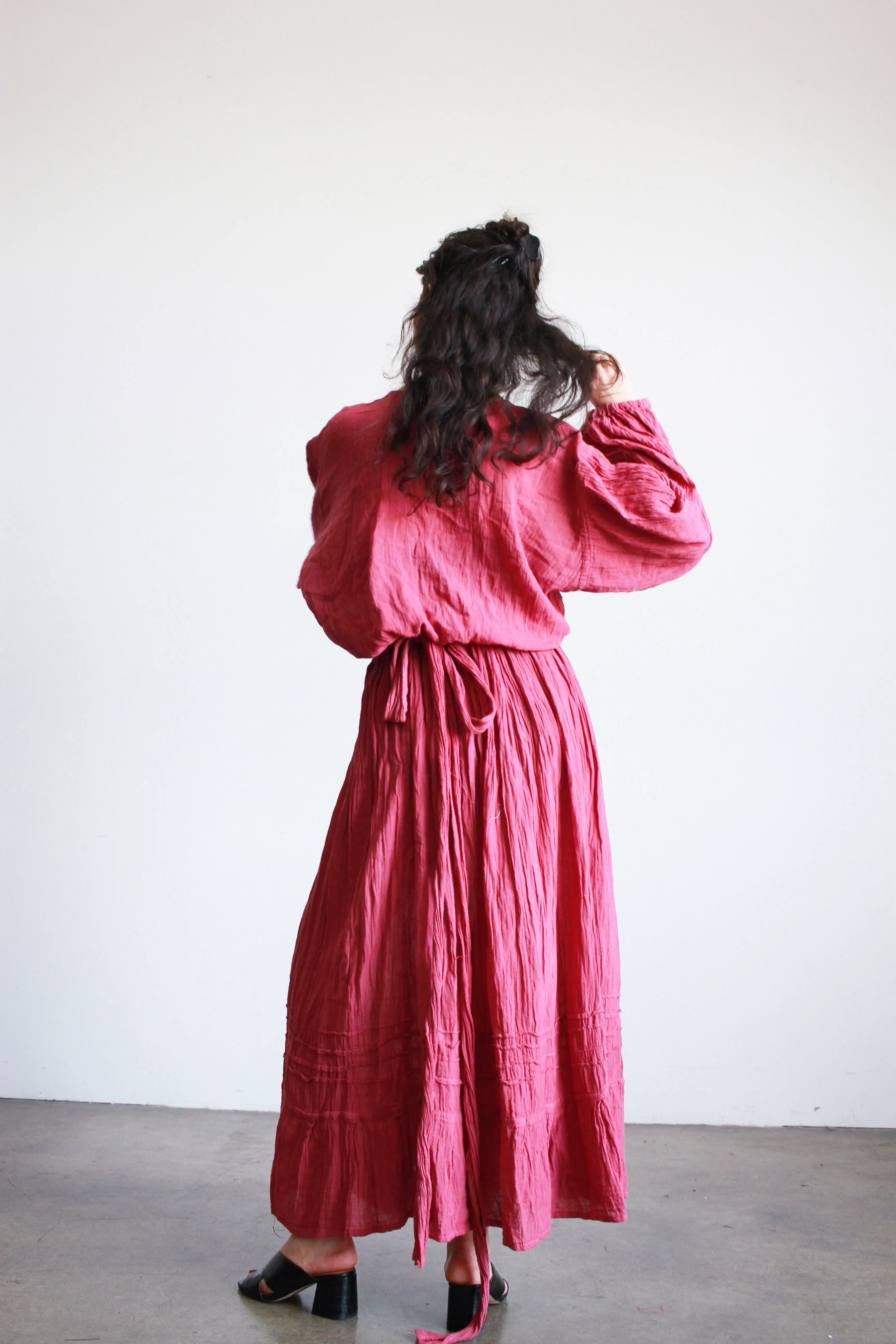 Oaxacan Gauzy Cotton Wrap Maxi Dress