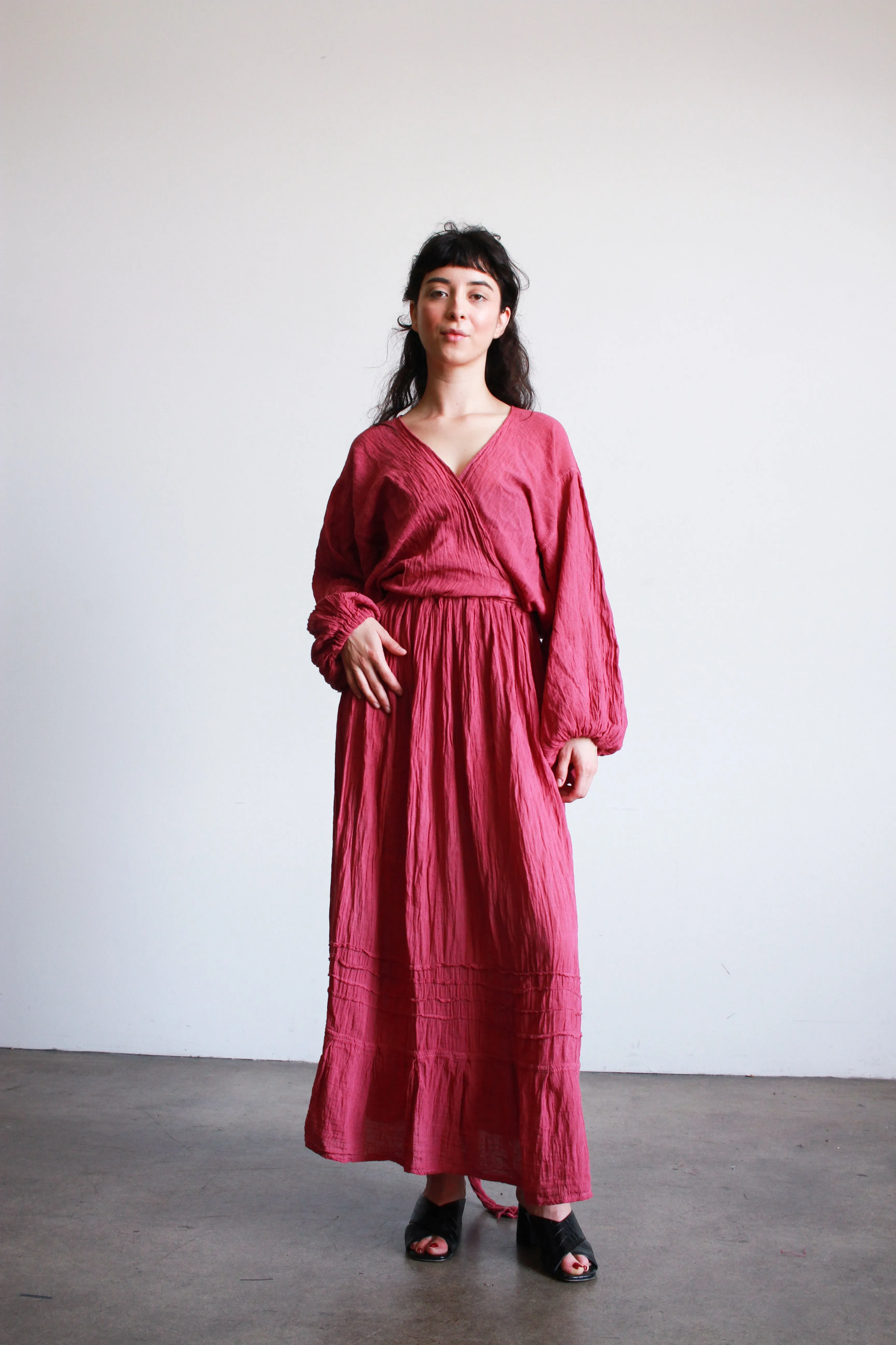 Oaxacan Gauzy Cotton Wrap Maxi Dress