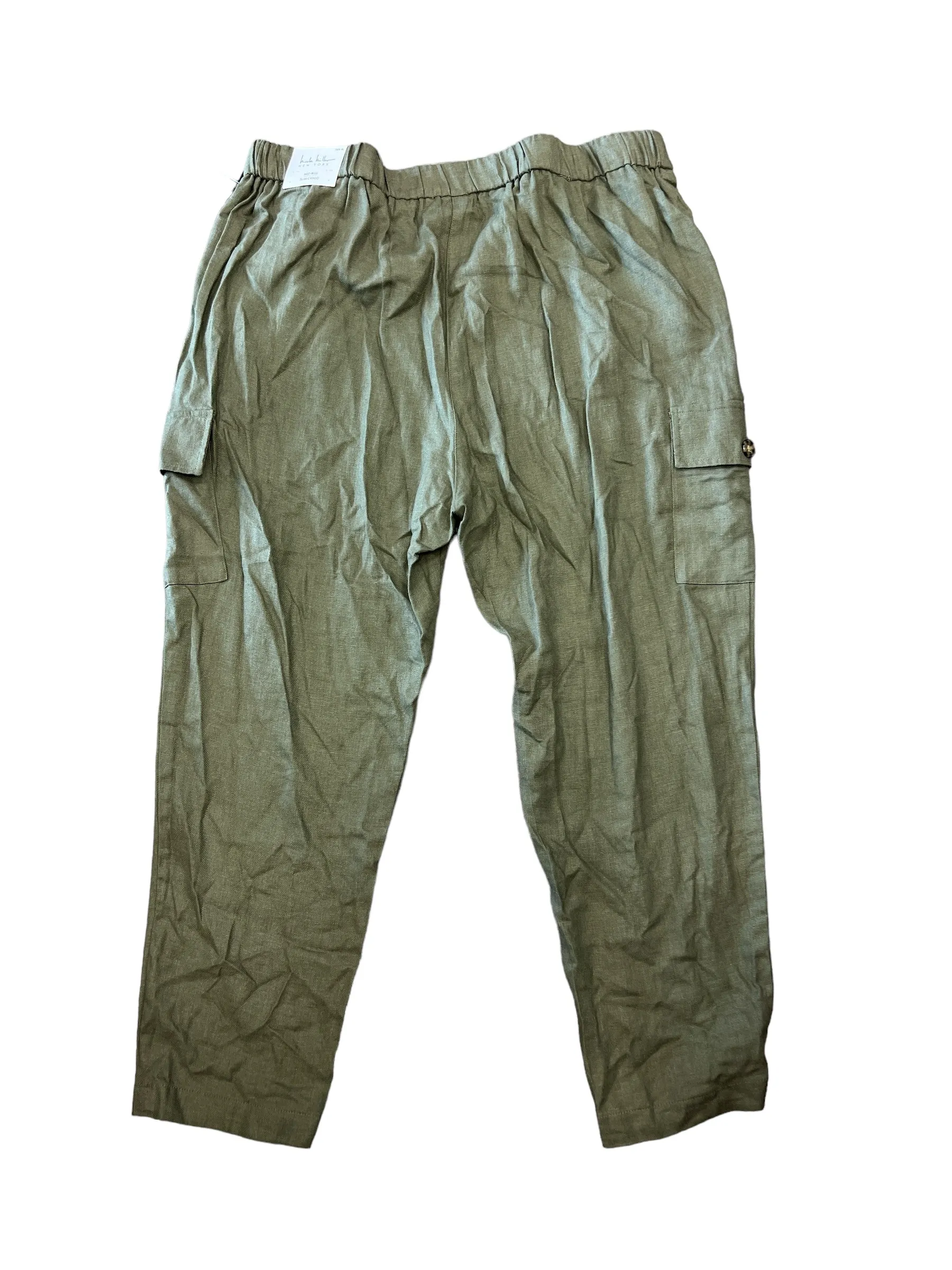 Olive Pants Linen Nicole Miller, Size Xl