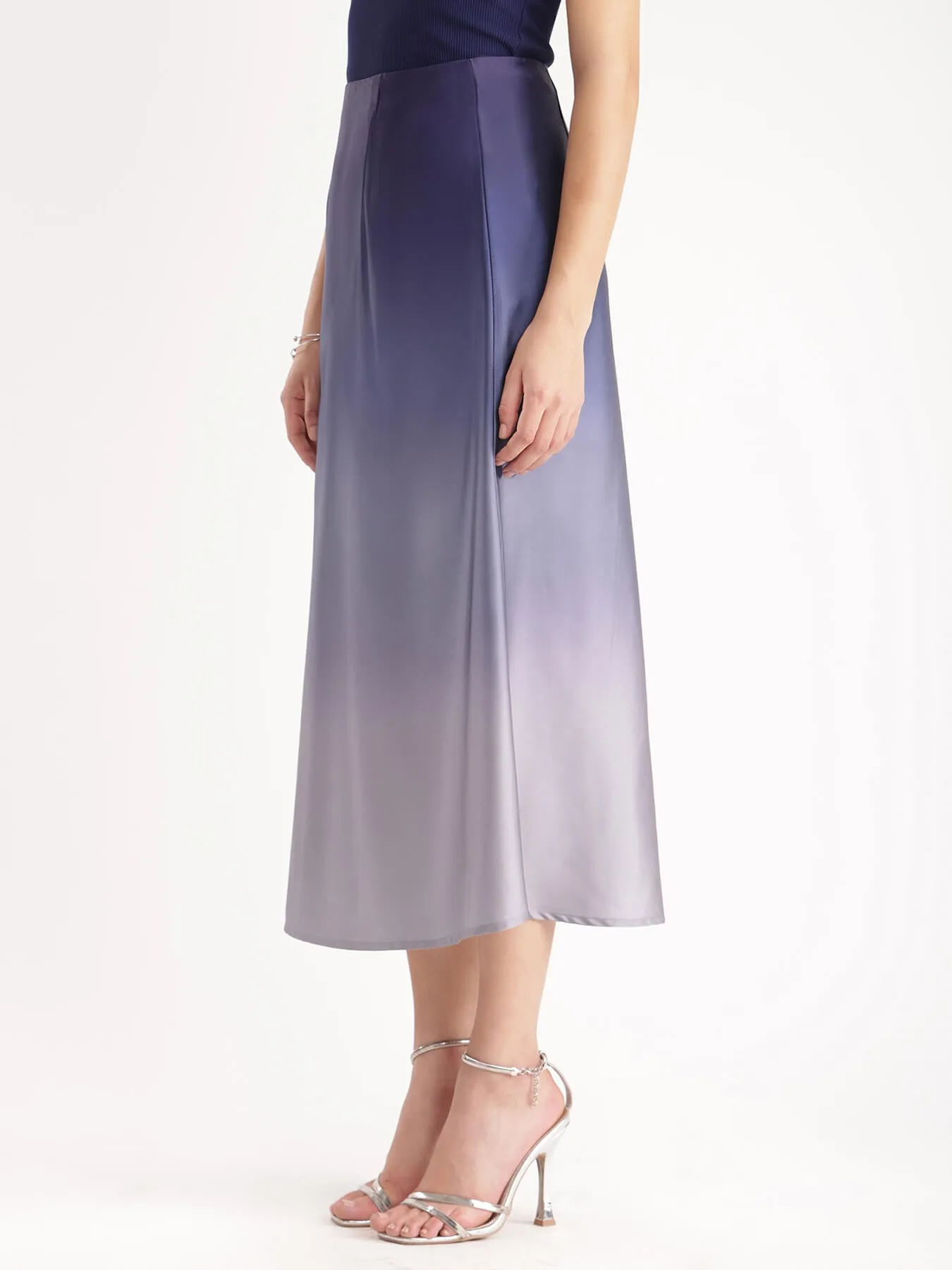 Ombre Midi Skirt - Blue And Grey