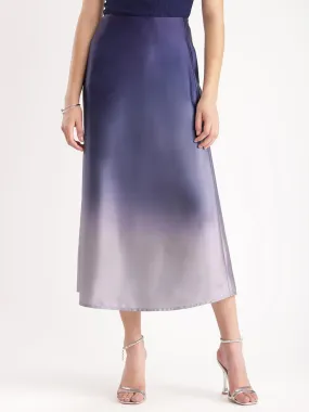 Ombre Midi Skirt - Blue And Grey