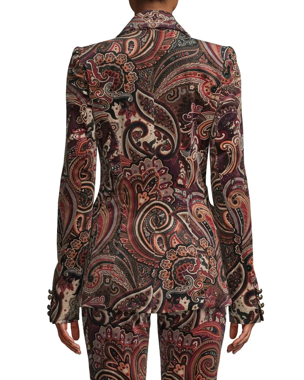 Paisley Velveteen Blazer In Burgundy