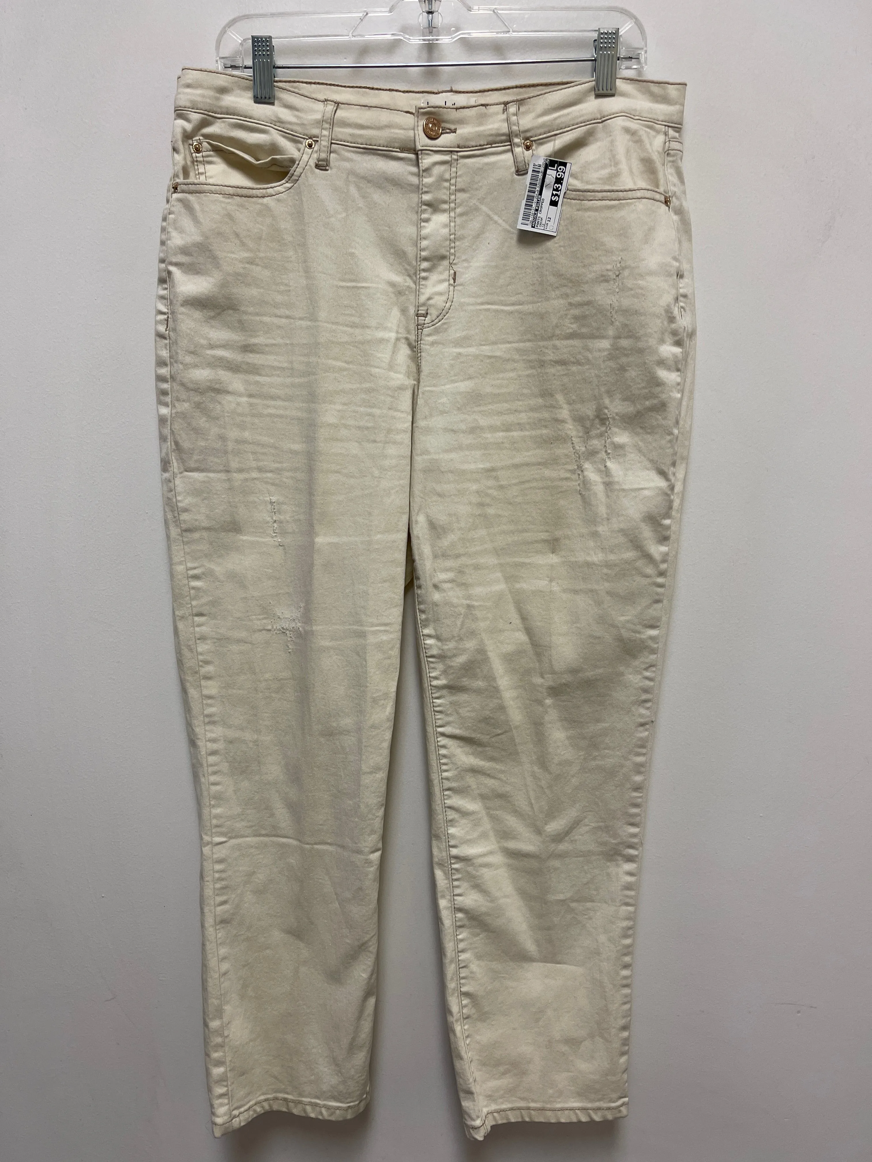 Pants Cropped By Nicole Miller In Cream, Size: 12